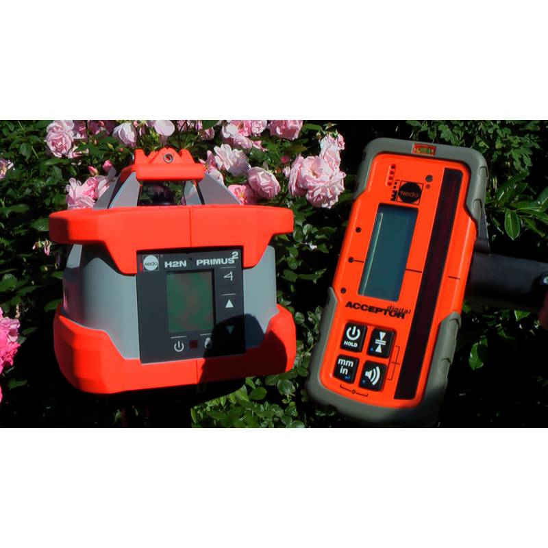 Rotačn&iacute; laser NEDO Primus H2N, dvousklonov&yacute;, s detektorem Acceptor Digital.